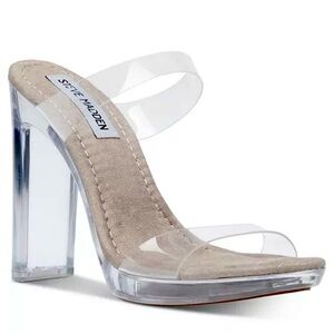 Steve Madden “Glassy” Dressy Translucent Platform Sandals size 8